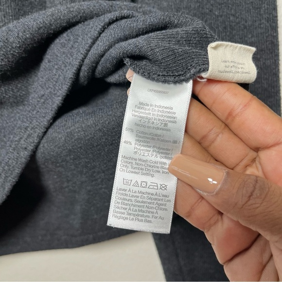 Madewell Women Sweatshirt‎ Medium Gray Plush Mockneck Puff-Sleeve Top - Picture 5 of 8